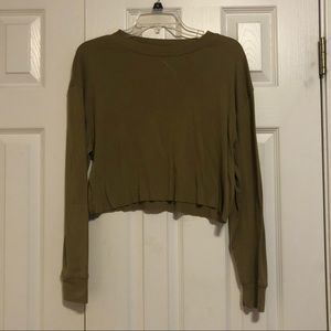 Green Long Sleeve Crop Top